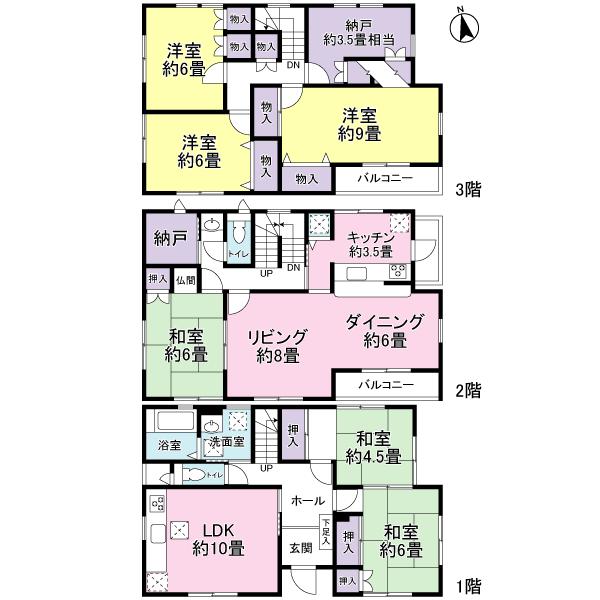 Floor plan. 28,300,000 yen, 6LLDDKK + 2S (storeroom), Land area 114.06 sq m , Building area 174.71 sq m 2LDK + 4LDK + 2S