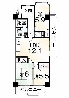 Floor plan. 3LDK, Price 8.3 million yen, Occupied area 67.75 sq m , Balcony area 15.9 sq m