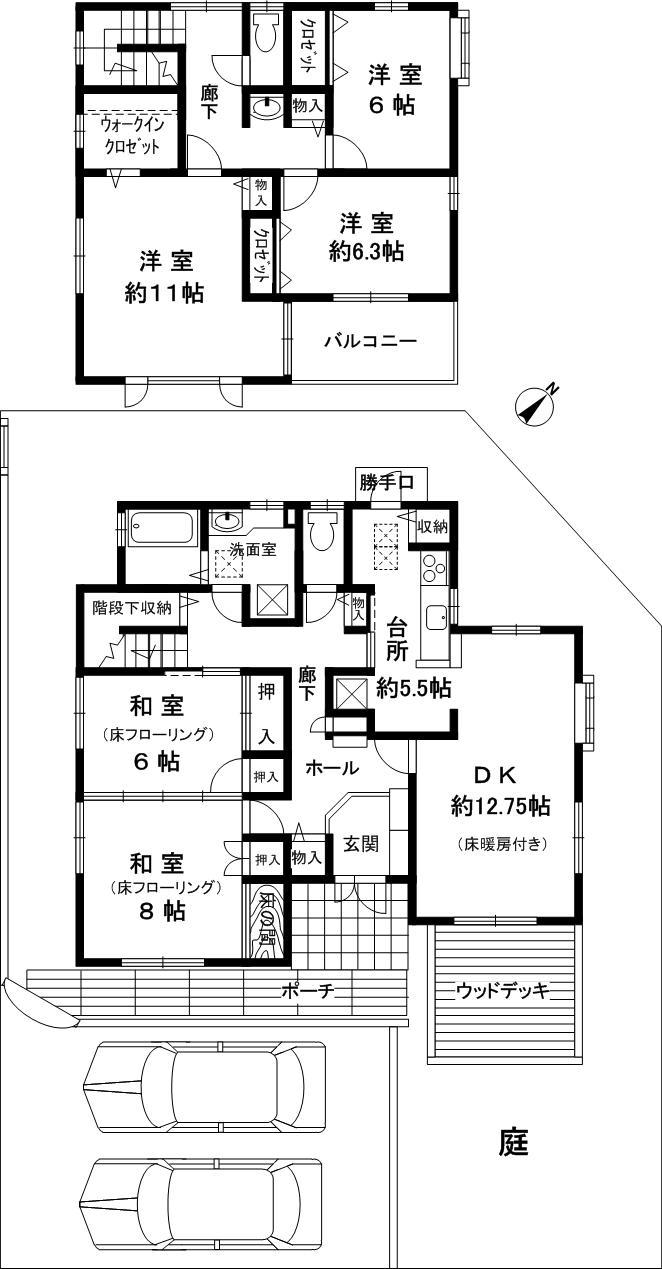 Floor plan. 44,500,000 yen, 5LDK + S (storeroom), Land area 267.21 sq m , Building area 154.66 sq m