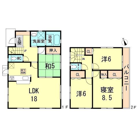 Floor plan. 22,800,000 yen, 4LDK, Land area 131.42 sq m , Building area 99.63 sq m