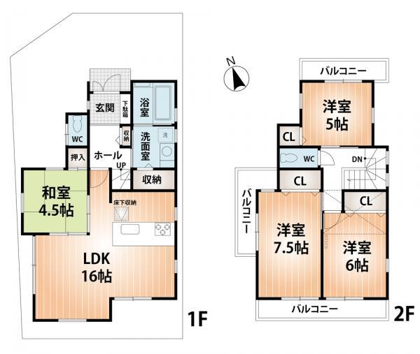 Floor plan. 27.5 million yen, 4LDK, Land area 92.39 sq m , Building area 91.12 sq m
