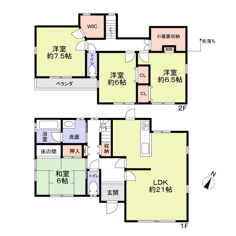 Floor plan. 32,800,000 yen, 4LDK, Land area 187.61 sq m , Building area 113.02 sq m
