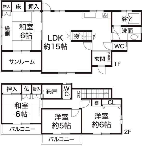 Floor plan. 27,800,000 yen, 4LDK + S (storeroom), Land area 180.13 sq m , Building area 119.13 sq m