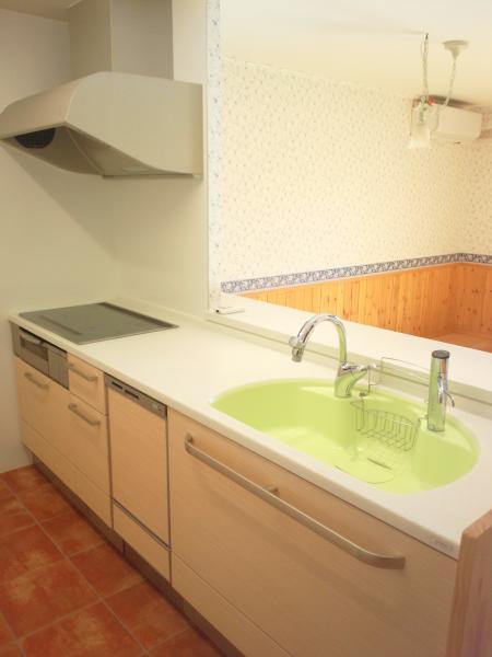 Kitchen. High-grade kitchen of artificial marble sink