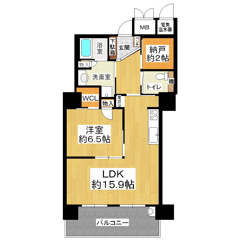 Floor plan. 1LDK + S (storeroom), Price 23.8 million yen, Occupied area 58.75 sq m , Balcony area 10.69 sq m