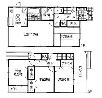 Floor plan. 20.8 million yen, 4LDK, Land area 175.38 sq m , Building area 98.82 sq m