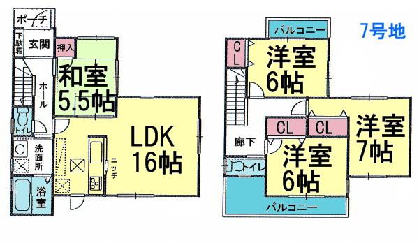 Floor plan. (No. 7 locations), Price 22,800,000 yen, 4LDK, Land area 150.19 sq m , Building area 95.58 sq m
