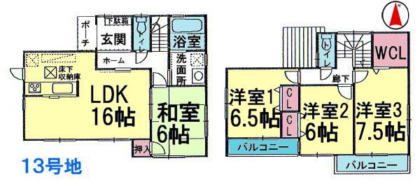 Floor plan. (No. 13 locations), Price 23.8 million yen, 4LDK, Land area 150.01 sq m , Building area 98.82 sq m