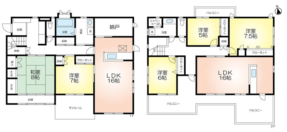 Floor plan. 46,800,000 yen, 5LLDDKK + S (storeroom), Land area 244.56 sq m , Building area 188.36 sq m