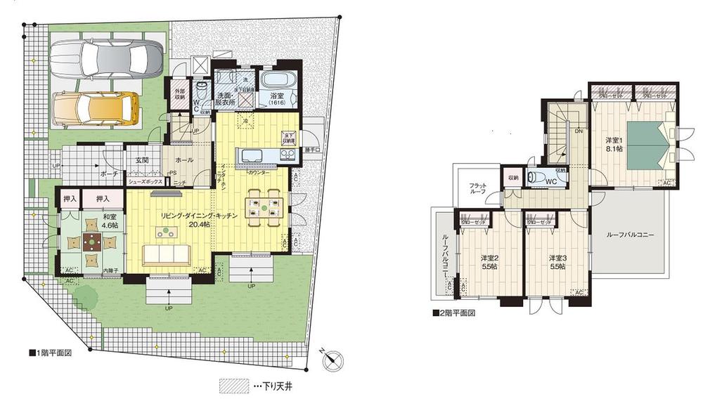 Floor plan. (64 No. land), Price 42,500,000 yen, 4LDK, Land area 169.35 sq m , Building area 108.53 sq m