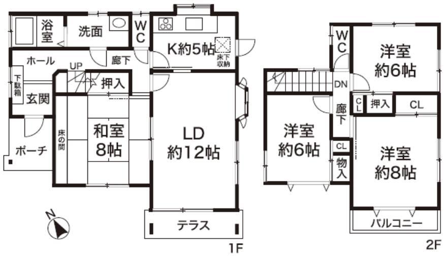 Floor plan. 19,800,000 yen, 4LDK, Land area 168.32 sq m , Building area 108.26 sq m