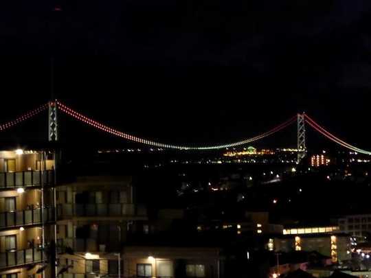 Local appearance photo. Night view from the balcony  ※ Akashi Kaikyo Bridge light up of looks brilliant or