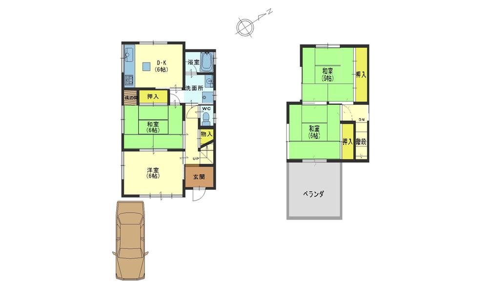 Floor plan. 9.5 million yen, 4DK, Land area 104.66 sq m , Building area 72.9 sq m