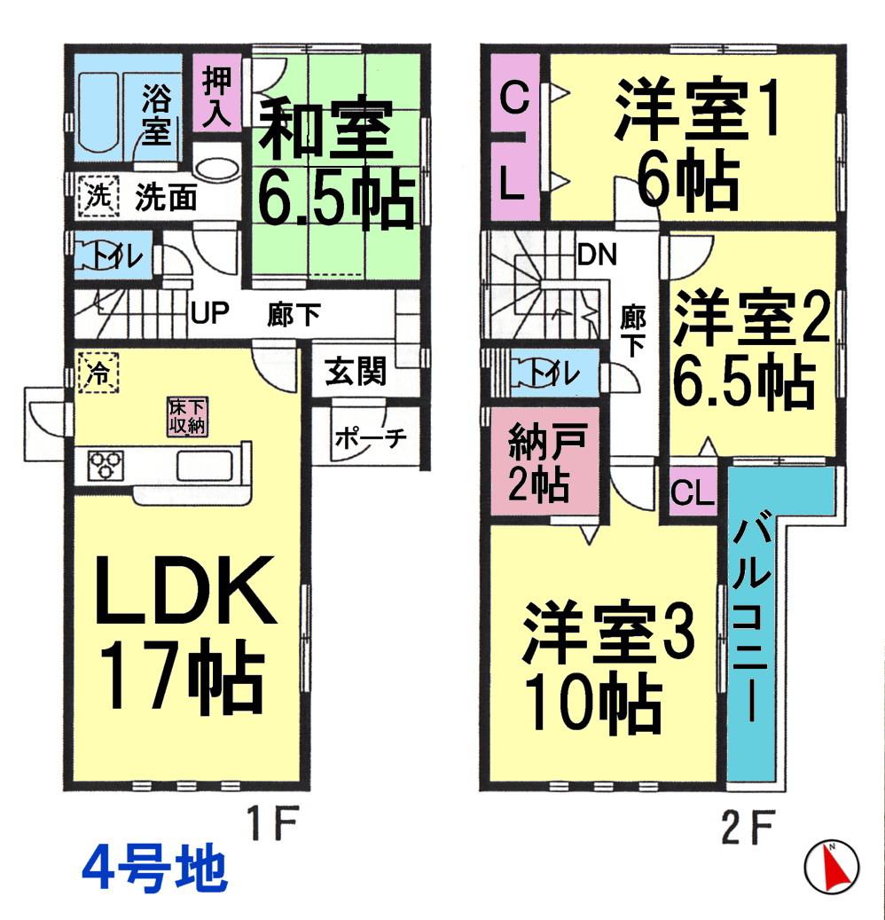 Floor plan. (4 Building), Price 22,800,000 yen, 4LDK, Land area 131.98 sq m , Building area 101.25 sq m