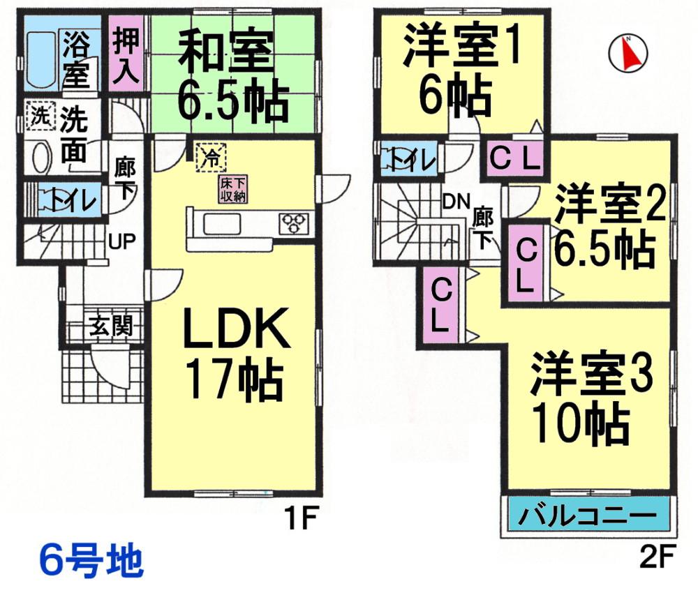 Floor plan. (6 Building), Price 23,300,000 yen, 4LDK, Land area 132.2 sq m , Building area 102.06 sq m
