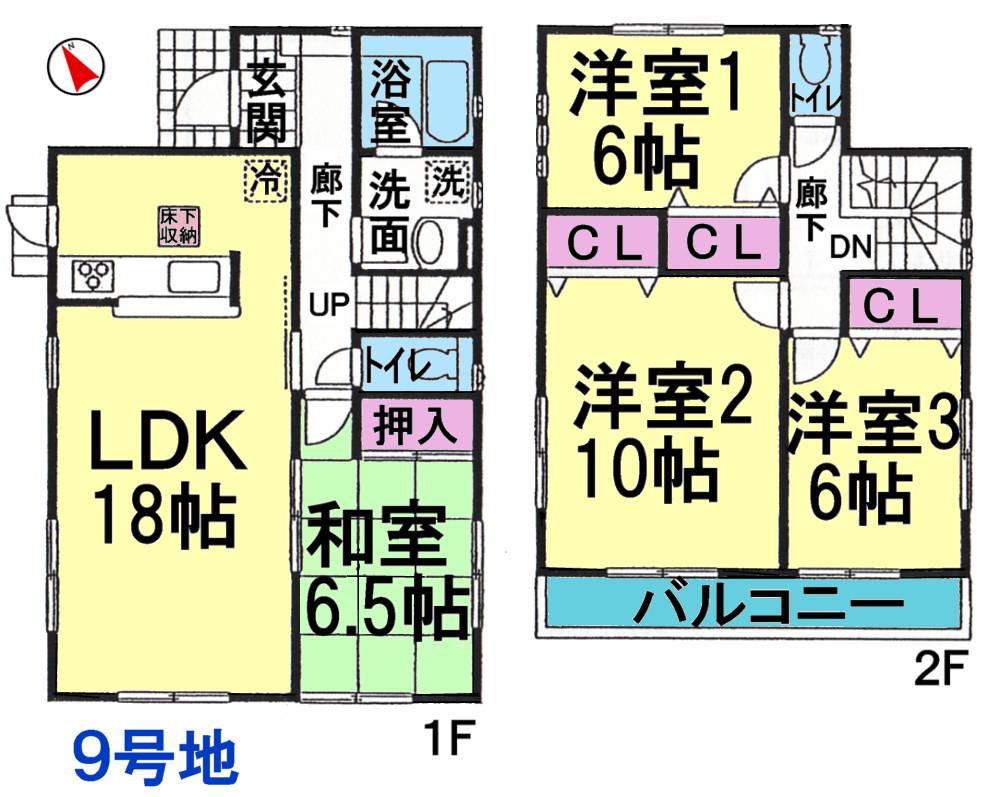Floor plan. (9 Building), Price 21,800,000 yen, 4LDK, Land area 139.71 sq m , Building area 104.49 sq m