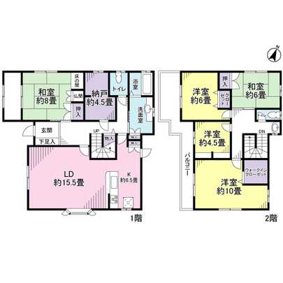 Floor plan. 5LDK + closet is about 4.5 tatami equivalent of the room!