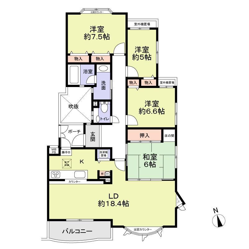 Floor plan. 4LDK, Price 21.6 million yen, Footprint 109.49 sq m , Balcony area 6.53 sq m