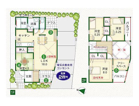 Floor plan. To 1200m park to Akashi Park is,  ・ Akashi Castle ・ Lawn open space ・ Children Square ・ Prefectural library ・ City library ・ baseball Ground ・ Athletics stadium ・ Archery field ・ Cycling track ・ Tennis courts, etc. rich leisure environment. 
