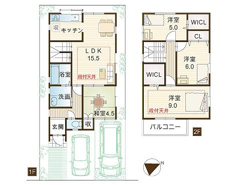 Floor plan. To 1200m park to Akashi Park is,  ・ Akashi Castle ・ Lawn open space ・ Children Square ・ Prefectural library ・ City library ・ baseball Ground ・ Athletics stadium ・ Archery field ・ Cycling track ・ Tennis courts, etc. rich leisure environment. 