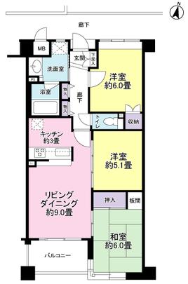 Floor plan. It is south-facing 3LDK type of room!