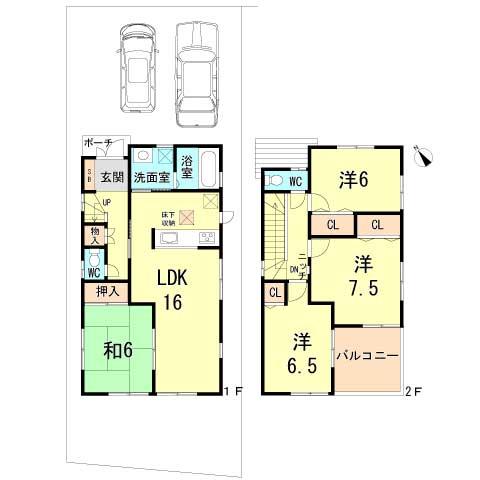 Floor plan. 27.3 million yen, 4LDK, Land area 120.66 sq m , Building area 96.96 sq m