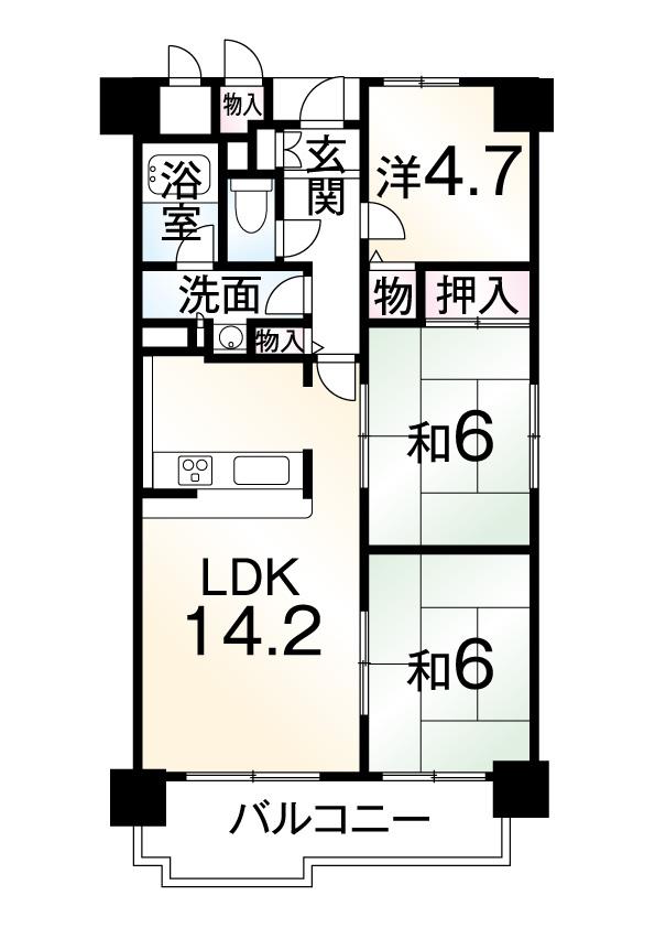 Floor plan. 3LDK, Price 7.8 million yen, Occupied area 69.92 sq m , Balcony area 10.09 sq m