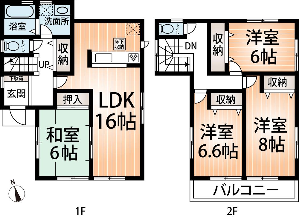 Floor plan. (No. 2 locations), Price 33,800,000 yen, 4LDK, Land area 120.01 sq m , Building area 105.99 sq m