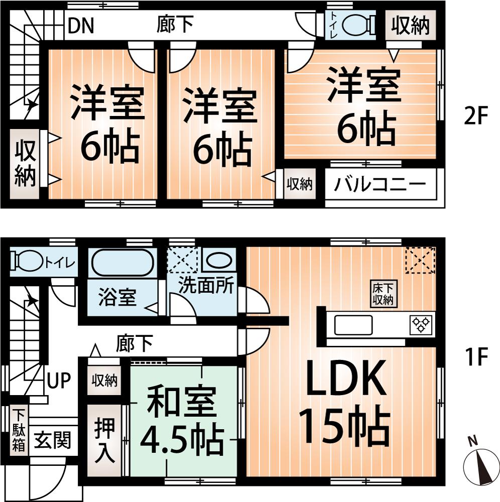 Floor plan. (No. 3 locations), Price 28.8 million yen, 4LDK, Land area 126.48 sq m , Building area 96.88 sq m