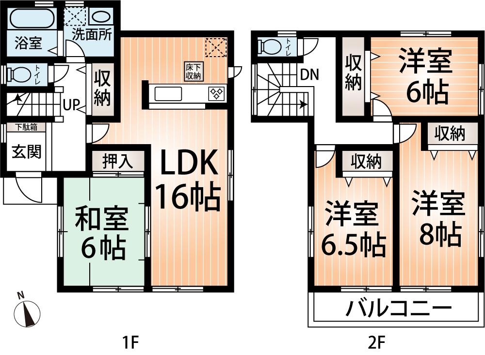 Floor plan. (No. 5 locations), Price 32,800,000 yen, 4LDK, Land area 120.01 sq m , Building area 105.99 sq m