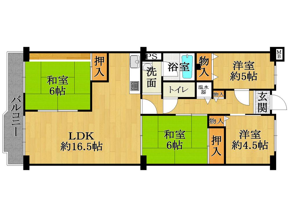 Floor plan. 4LDK, Price 9.3 million yen, Occupied area 81.51 sq m , Balcony area 8.44 sq m