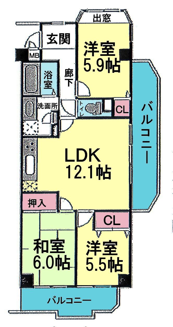 Floor plan. 3LDK, Price 7.98 million yen, Occupied area 67.75 sq m , Balcony area 15.9 sq m