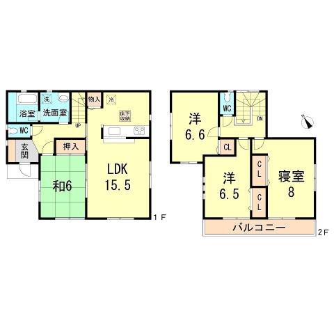 Floor plan. 23.8 million yen, 4LDK, Land area 132.24 sq m , Building area 97.2 sq m