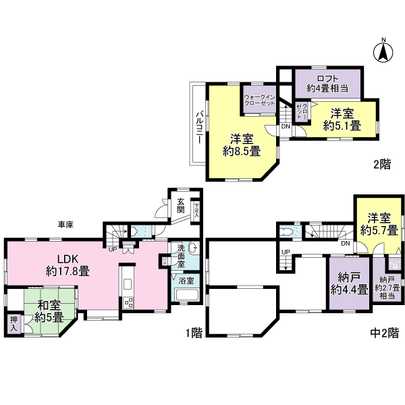 Floor plan. 4LDK + 2S + loft