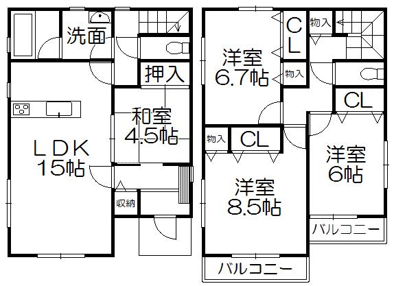 Floor plan. (4 Building), Price 23.8 million yen, 4LDK, Land area 126.24 sq m , Building area 99.63 sq m