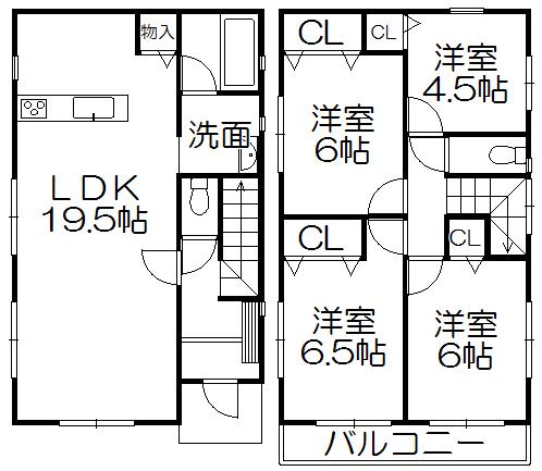 Floor plan. (5 Building), Price 23.8 million yen, 4LDK, Land area 126.32 sq m , Building area 94.77 sq m
