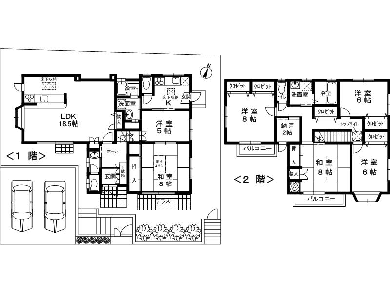Floor plan. 48,500,000 yen, 6LDKK + S (storeroom), Land area 209.07 sq m , Building area 162.31 sq m