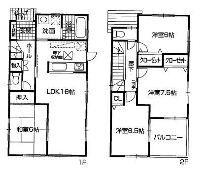 Floor plan. 27.3 million yen, 4LDK, Land area 120.64 sq m , Building area 96.96 sq m