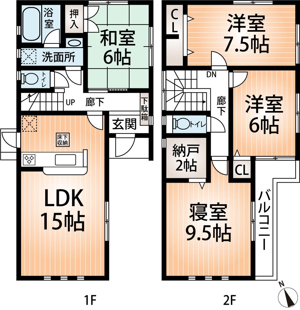 Floor plan. (4 Building), Price 22,800,000 yen, 4LDK, Land area 131.98 sq m , Building area 101.25 sq m
