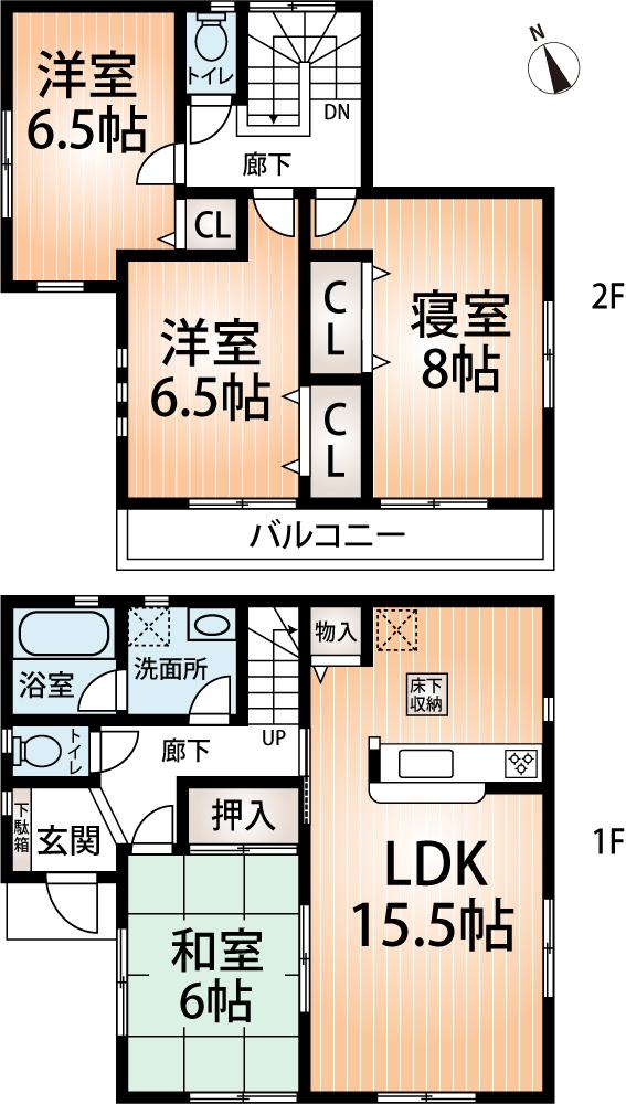 Floor plan. (5 Building), Price 23.8 million yen, 4LDK, Land area 132.1 sq m , Building area 97.2 sq m