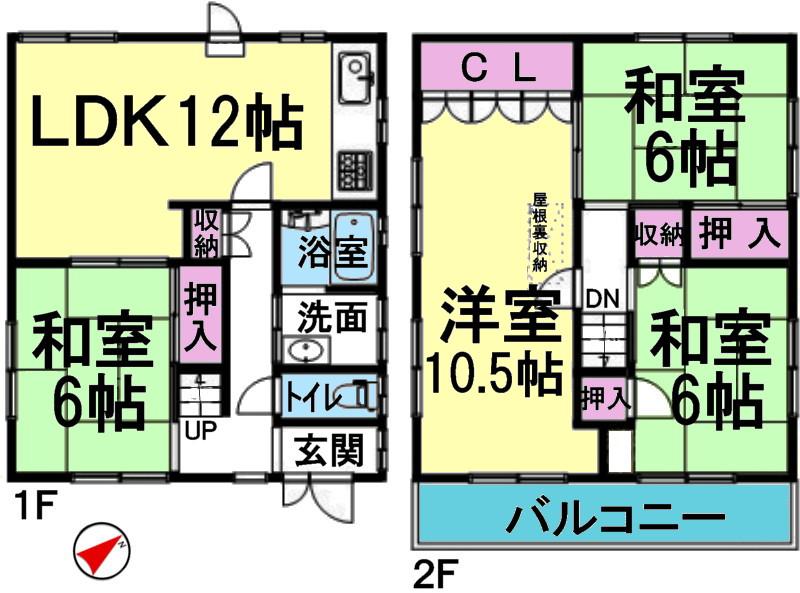 Floor plan. 13.8 million yen, 4LDK, Land area 78.29 sq m , Building area 95.54 sq m