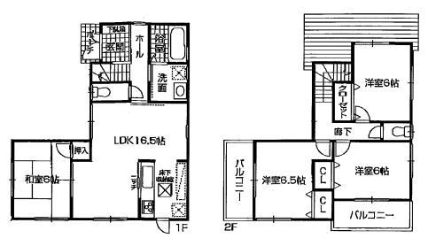 Floor plan. 30,800,000 yen, 4LDK, Land area 136.39 sq m , Building area 93.96 sq m