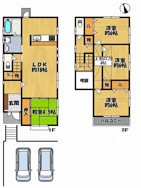 Floor plan. Price 36,800,000 yen, 4LDK, Land area 140.91 sq m , Building area 100.44 sq m