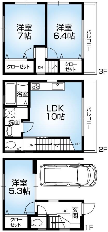 Floor plan. 23.8 million yen, 3LDK, Land area 39.79 sq m , Building area 83.53 sq m Mato (3LDK). Newly built one detached houses with car port. Clean readjustment land within the rooftops. 