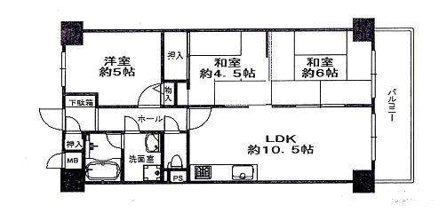 Floor plan. 3LDK, Price 14.8 million yen, Footprint 58.3 sq m , Balcony area 6.05 sq m living convenient situated