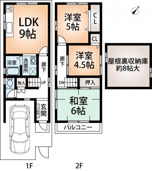 Floor plan. 11.5 million yen, 3LDK, Land area 52.13 sq m , Building area 68.04 sq m