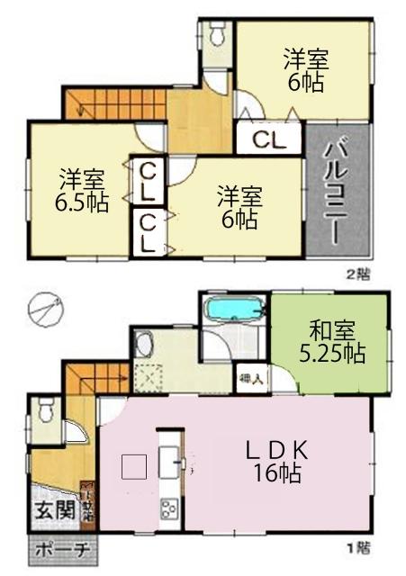 Floor plan. 30,800,000 yen, 4LDK, Land area 127.36 sq m , Building area 91.93 sq m