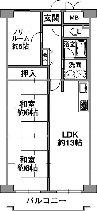Floor plan. 3LDK, Price 8.9 million yen, Footprint 67.2 sq m , Balcony area 7.54 sq m 2014 January renovation scheduled to be completed. Kitchen and floor, Will the entire exchange, such as a wall.