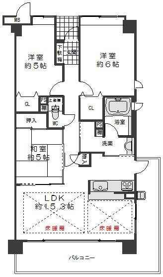Floor plan. 3LDK, Price 19,800,000 yen, Occupied area 69.31 sq m , Balcony area 19.86 sq m