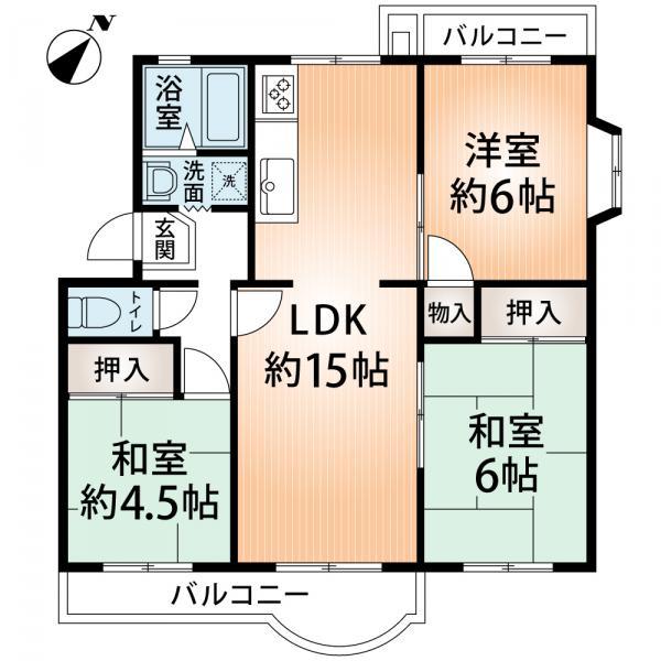 Floor plan. 3LDK, Price 9.8 million yen, Footprint 71.5 sq m , Balcony area 10 sq m